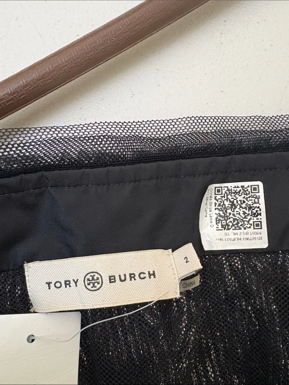 Tory Burch Black Metallic Mesh Evening Skirt